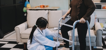 Candid moments of caregivers engaging with patients and trainers